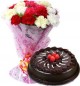 Eggless Chocolate Truffle Cake Half Kg N Carnations Bouquet