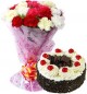 Eggless Black Forest Cake Half Kg N Carnations Bouquet