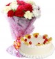 Eggless Pineapple Cake Half Kg N Carnations Bouquet