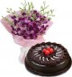 Eggless Chocolate Truffle Cake Half Kg N Orchids Bouquet