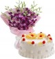 Eggless Pineapple Cake Half Kg N Orchids Bouquet