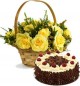 Eggless Black Forest Cake Half Kg N Yellow Roses Busket