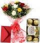 Mix Roses Bouquet n Ferrero Rocher Chocolate