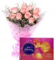 Pink Roses Bouquet n Cadbury Celebrations Chocolate Box