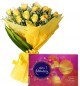 Yellow Roses Bouquet n Cadbury Celebrations Chocolate Box