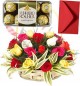 25 Mix Roses Basket N 16 Ferrero Rocher Chocolate Gift
