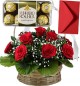 Red Roses Basket n 16 Ferrero Rocher Chocolate Gift