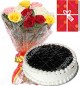 1Kg BlueBlack Berry Cake 10 Mix Roses bouquet n Greeting Card