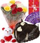 Mix Roses Bouquet 1kg Heart Shape Chocolate Cake Chocolate Teddy Greeting Card