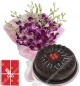 Eggless 500gms Chocolate Cake n Orchids Bouquet