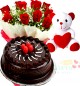 Red Rose Bouquet and 500gms Chocolate Cake Teddy