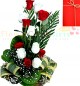 6 Red And 6 White Roses in Basket 
