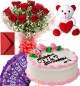 Strawberry Cake Roses Bouquet Teddy N Chocolate