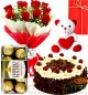 Half Kg Black Forest  Cake  Red Roses Bouquet Chocolate Teddy Bear