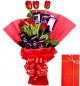 Greeting Card Rose n Chocolate Bouquet