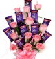Arrangement of 12 Pink Roses and 10 Dairy Milk Chocolates