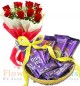  Gift Hamper of Dairy Milk Chocolate n  Bouquet