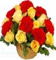 Yellow Roses Red Carnation Flower Basket