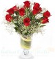10 Red Roses Flower Vase