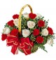 25 White Red Roses Basket Gifts