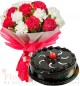 Half Kg Chocolate Truffle Cake n Carnation Flower Bouquet