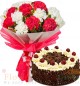 Half Kg Black Forest Cake n Carnation Flower Bouquet