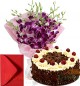 Orchid Bunch with Black Forest Cake Greeting Card