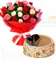  Half Kg butterscotch cake n Mix Roses Flower Bouquet