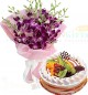 Half Kg Mixed Fruit Cake n 5 Orchid Flower Bouquet