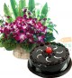 1kg chocolate truffle cake Orchid flower basket