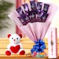 Teddy Rakhi n Roses with Chocolate Bouquet