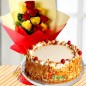 Yellow Red Roses Bouquet n Half Kg Butterscotch Cake