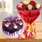 eggless half kg kitkat chocolate cake n ten mix roses