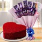 eggless half kg heart shaped red velvet cake n chocolate bouquet 