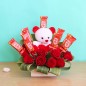 Red Roses teddy Kitkat Chocolates Bouquet