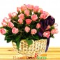 45 pink roses basket