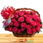 50 pink roses basket
