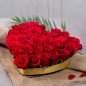 35 red roses heart shape arrangement