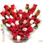 50 red pink roses heart shaped arrangement