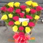 25 Red Yellow Roses heart shape arrangement