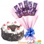 half kg eggless black forest cake n cadbury dairy milk chocolate bouquet