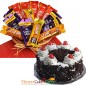 half kg black forest cake n chocolate basket combo