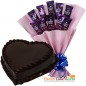 1kg chocolate heart shape cake n cadbury dairy milk chocolate bouquet
