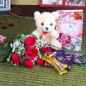 roses with chocolates and teddy bear only for you