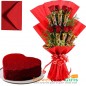 half kg eggless red velvet cake heart shaped n roses five star chocolate bouquet
