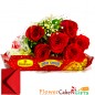500 gms soan papdi sweets with 6 red roses bouquet