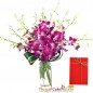 8 purple orchid in a vase