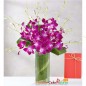 7 purple orchid in a vase