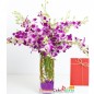 9 purple orchid in a vase