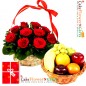 3kg fresh fruits basket 15 roses basket and greeting card